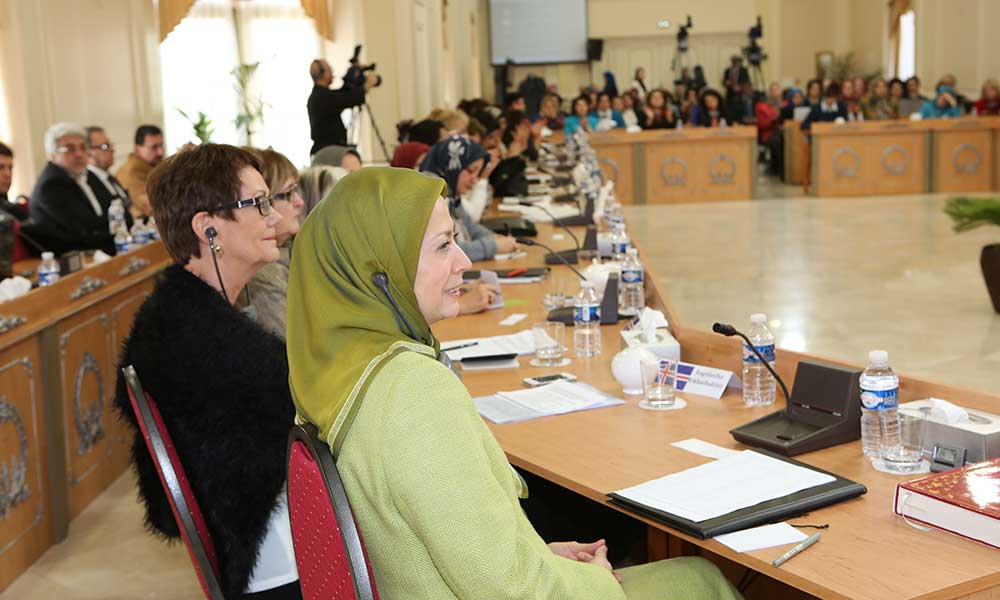 كلمة مريم رجوي في المؤتمر الدولي لمناسبة اليوم العالمي للمرأة في المقر المركزي للمجلس الوطني للمقاومة الايرانية