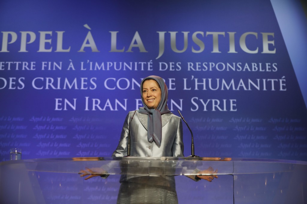 كلمة مريم رجوي في مؤتمر باريس ”دعوة إلى المحاکمة”