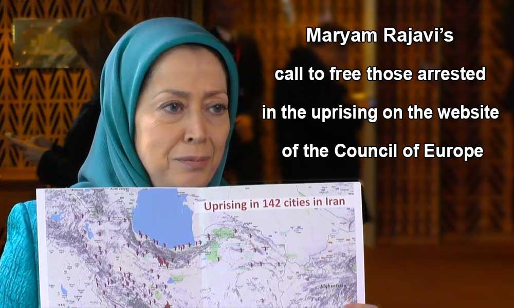 Maryam Rajavi’s call to free those arrested in the uprising on the website of the Council of Europe