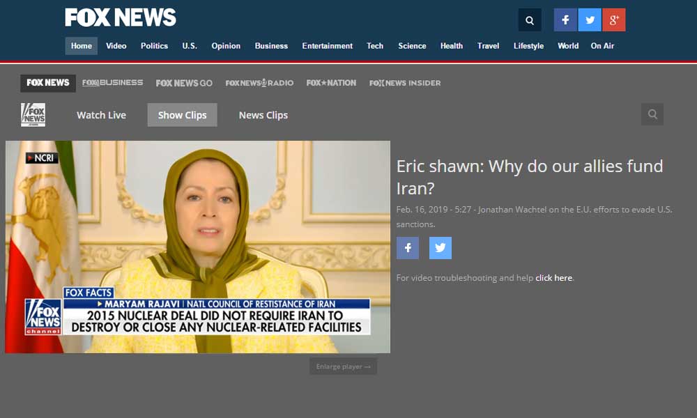 Maryam Rajavi on Fox NEWS: The international community must recognize the right and the aspirations of the Iranian people to topple the mullahs’ regime