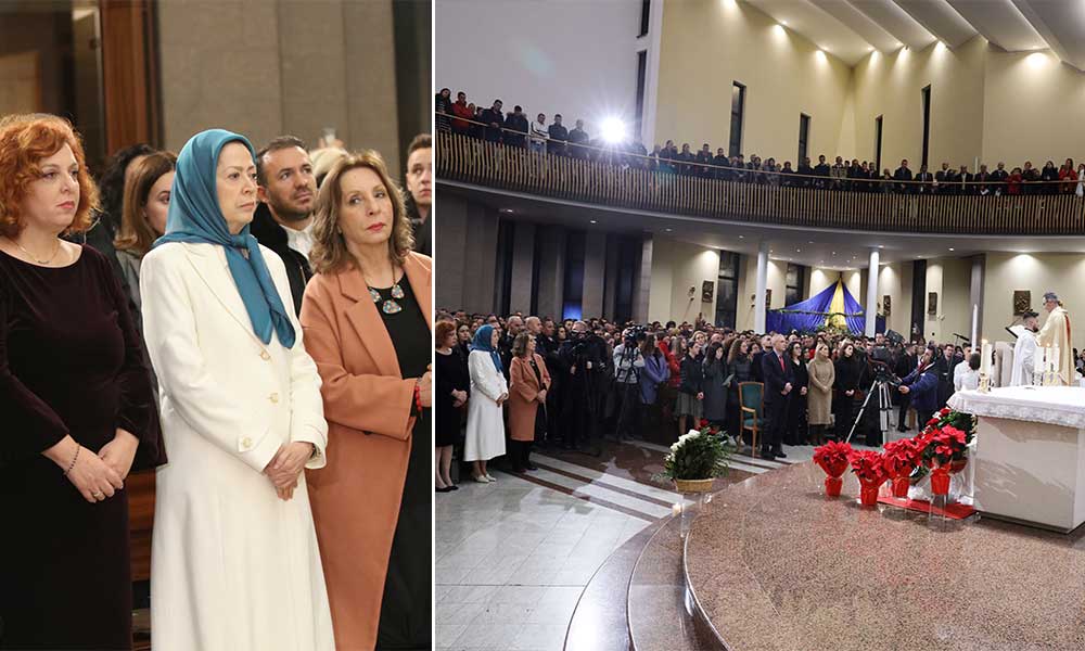 Maryam Rajavi at the Christmas Eve mass at Tirana’s Saint Paul Metropolitan Archdiocese