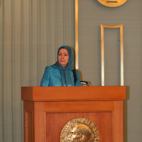 Maryam Rajavi at the Noble Peace Institute, Oslo, Norway – 24 February 2014