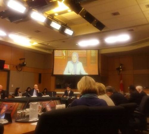 Maryam Rajavi's testimony, Hearing of Canadian parliamentary subcommittee on International Human Rights- 15 May 2014