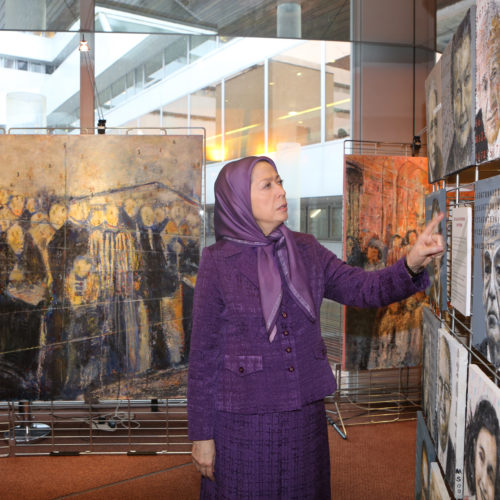 Maryam Rajavi, Laying flower for the Auschwitz memorial, Strasbourg – 26 January 2015