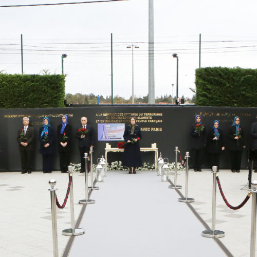 Maryam Rajavi at memorial ceremony for the victims of Paris attacks, Auvers-sur-Oise, November 16, 2015