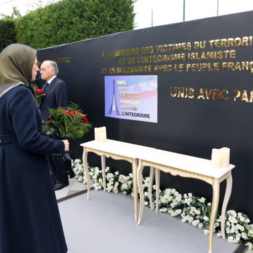 Maryam Rajavi at memorial ceremony for the victims of Paris attacks, Auvers-sur-Oise, November 16, 2015