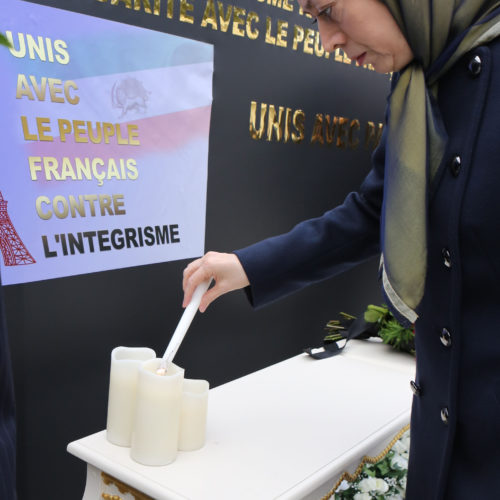 Maryam Rajavi at memorial ceremony for the victims of Paris attacks, Auvers-sur-Oise, November 16, 2015