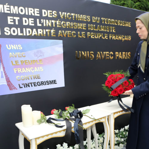 Maryam Rajavi at memorial ceremony for the victims of Paris attacks, Auvers-sur-Oise, November 16, 2015