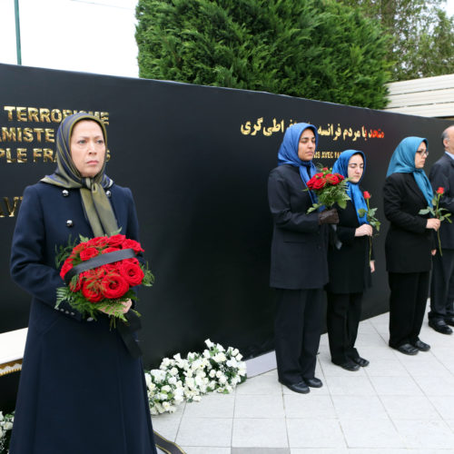 Maryam Rajavi at memorial ceremony for the victims of Paris attacks, Auvers-sur-Oise, November 16, 2015