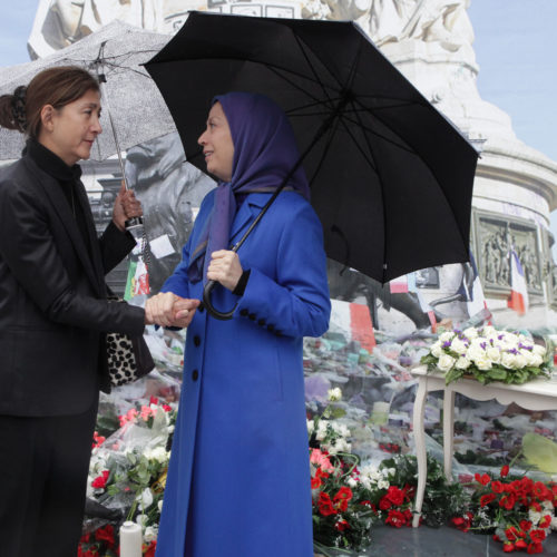 Gathering at NCRI Headquarters in solidarity with the people of France Maryam Rajavi calls on all Muslims to unite against terrorism and extremism under the name of Islam