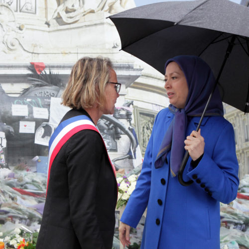 Gathering at NCRI Headquarters in solidarity with the people of France Maryam Rajavi calls on all Muslims to unite against terrorism and extremism under the name of Islam