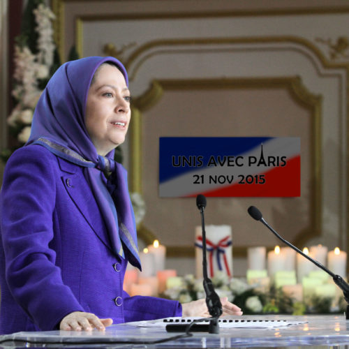 Gathering at NCRI Headquarters in solidarity with the people of France Maryam Rajavi calls on all Muslims to unite against terrorism and extremism under the name of Islam