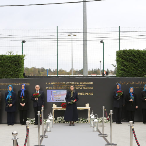 Maryam Rajavi at memorial ceremony for the victims of Paris attacks, Auvers-sur-Oise, November 16, 2015