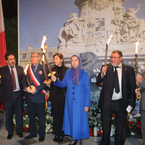 Gathering at NCRI Headquarters in solidarity with the people of France Maryam Rajavi calls on all Muslims to unite against terrorism and extremism under the name of Islam