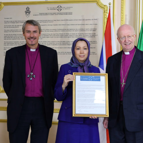 Maryam Rajavi meets with the Rt Revd. John Pritchard, and The Rt. Revd. Adrian Newman- 20 January 2016