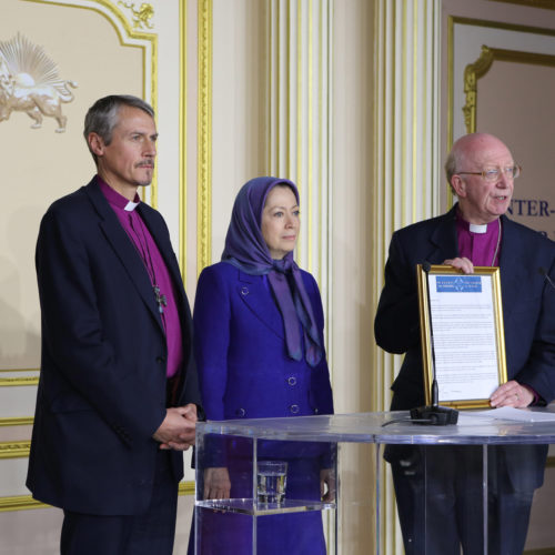 Maryam Rajavi meets with the Rt Revd. John Pritchard, and The Rt. Revd. Adrian Newman- 20 January 2016