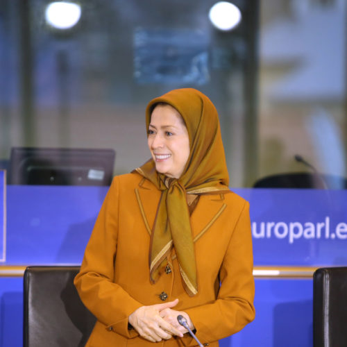 Maryam Rajavi addresses a meeting at the European Parliament on the eve of the International Human Rights Day, December 6, 2017