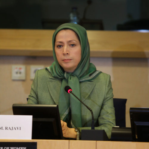 Maryam Rajavi speaks in “Women's Role in War against Fundamentalism Conference” in the European Parliament. Brussels - March 2, 2016