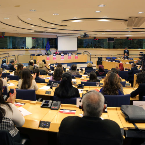 Maryam Rajavi speaks in “Women's Role in War against Fundamentalism Conference” in the European Parliament. Brussels - March 2, 2016