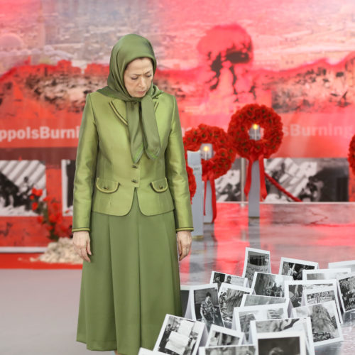 Maryam Rajavi Visiting the exhibition on Syrian people's resistance along with the Syrian Opposition representative delegation- June 11, 2016