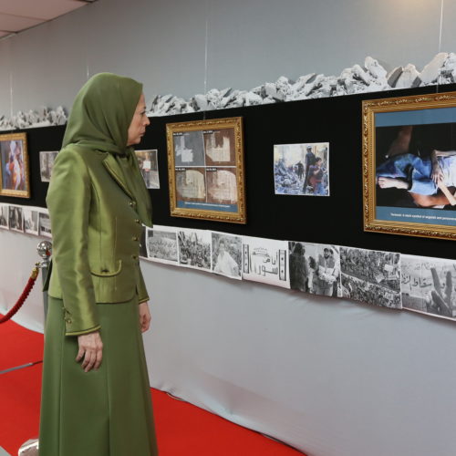 Maryam Rajavi Visiting the exhibition on Syrian people's resistance along with the Syrian Opposition representative delegation- June 11, 2016