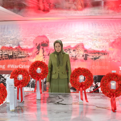 Maryam Rajavi Visiting the exhibition on Syrian people's resistance along with the Syrian Opposition representative delegation- June 11, 2016