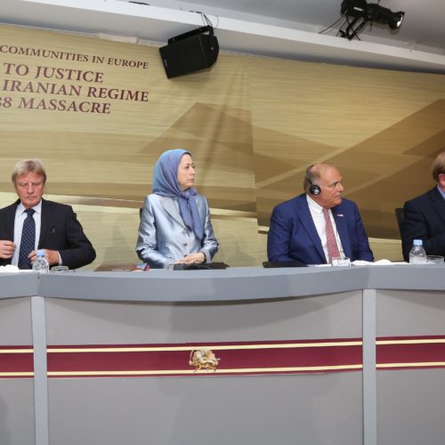 Maryam Rajavi-The first day of the two-day seminar featured a number of international personalities including Edward Rendell, Bernard Kouchner, Struan Stevenson, and Dr. Tahar Boumedra