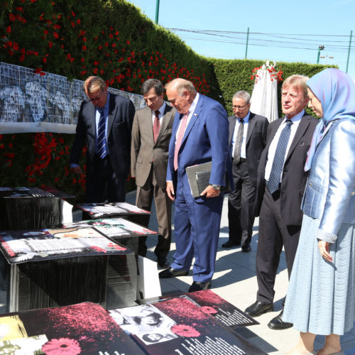 Maryam Rajavi-A photo exhibition of the massacred prisoners was on display and visited by the participants