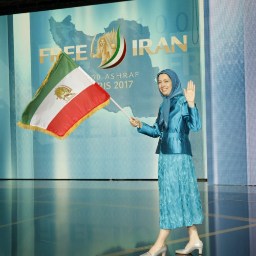 Hoisting the flag of a free and democratic Iran for a free Iran - Grand Gathering for a Free Iran- Paris, July 1, 2017