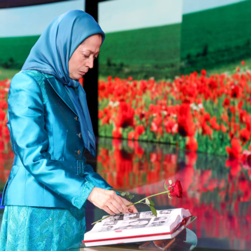 Paying tribute to the Resistance’s 120,000 martyrs at their monument at the Free Iran Gathering, Villepinte, Paris, July 1, 2017-1