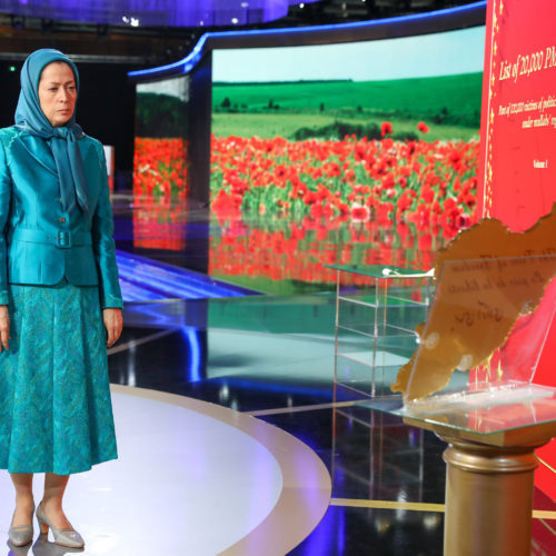 Paying tribute to the  Resistance’s 120,000  martyrs at their monument at the FreeIran Gathering