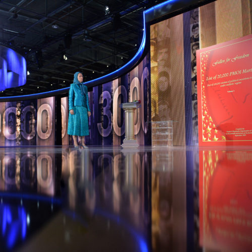 Paying tribute to the Resistance’s 120,000 martyrs at their monument at the Free Iran Gathering, Villepinte, Paris, July 1, 2017