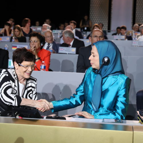 Maryam Rajavi and Rita Sussmuth former Bundestag President (Germany) - at the free Iran Gathering – 1 July 2017