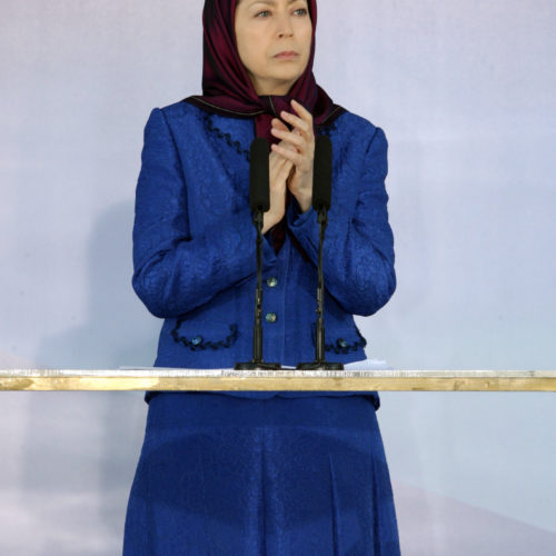 Maryam Rajavi at the ceremony commemorating martyrs of the rocket attack of October 29, 2015 on Camp Liberty – October 2016