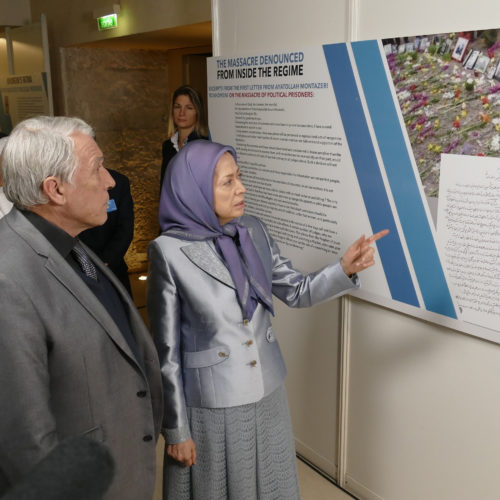 Maryam Rajavi’s Visiting human rights exhibition and paying tribute to 30,000 heroic political prisoners massacred in 1988