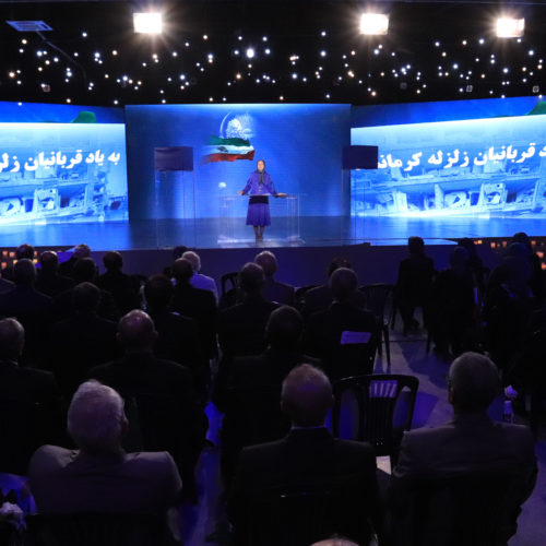 Maryam Rajavi and PMOI members in the ceremony honoring earthquake victims in Kermanshah