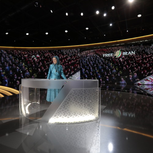 Maryam Rajavi lauds the PMOI freedom fighters in Albania as they were connected via satellite to the “Free Iran - The Alternative” gathering – Villepinte, June 30, 2018