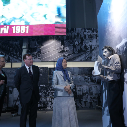 Maryam Rajavi  at the exhibition of the Iranian people’s 120 years of struggle for freedom- July 12, 2019