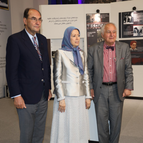 Maryam Rajavi  at the exhibition of the Iranian people’s 120 years of struggle for freedom- July 12, 2019