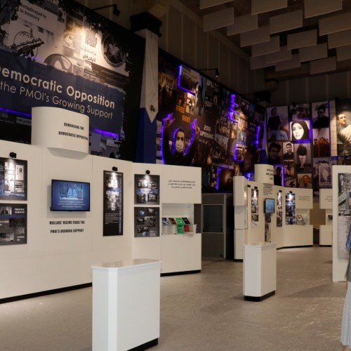 Maryam Rajavi  at the exhibition of the Iranian people’s 120 years of struggle for freedom- July 12, 2019