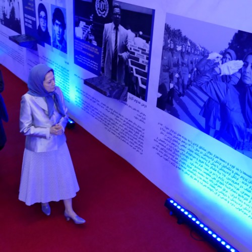 Maryam Rajavi  at the exhibition of the Iranian people’s 120 years of struggle for freedom- July 12, 2019