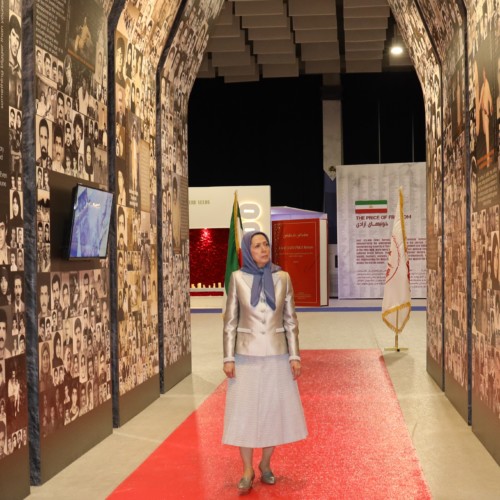 Maryam Rajavi  at the exhibition of the Iranian people’s 120 years of struggle for freedom- July 12, 2019