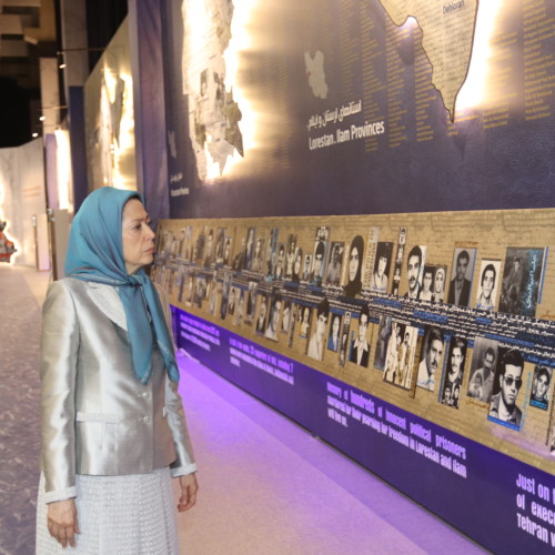 Maryam Rajavi  at the exhibition of the Iranian people’s 120 years of struggle for freedom- July 12, 2019