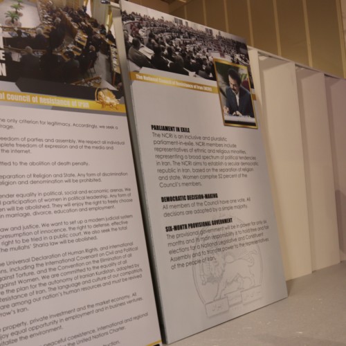 Maryam Rajavi  at the exhibition of the Iranian people’s 120 years of struggle for freedom- July 12, 2019