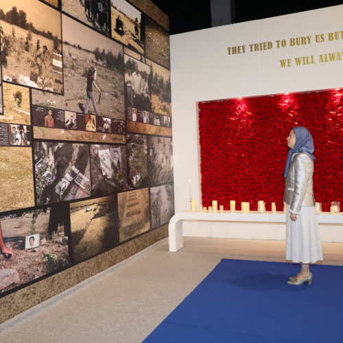 Maryam Rajavi  at the exhibition of the Iranian people’s 120 years of struggle for freedom- July 12, 2019