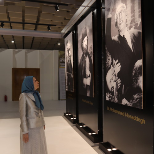 Maryam Rajavi  at the exhibition of the Iranian people’s 120 years of struggle for freedom- July 12, 2019