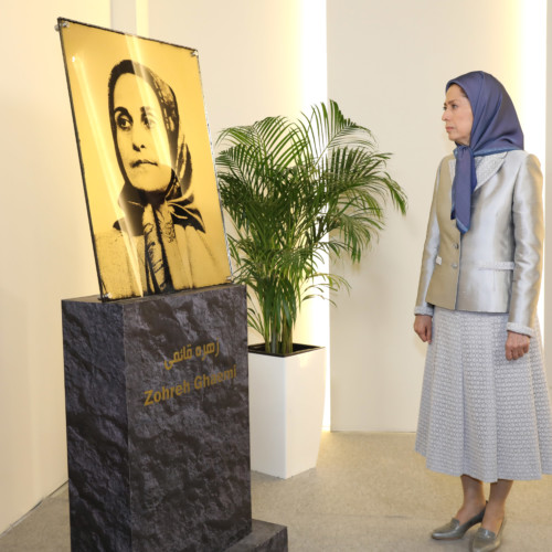 Maryam Rajavi  at the exhibition of the Iranian people’s 120 years of struggle for freedom- July 12, 2019