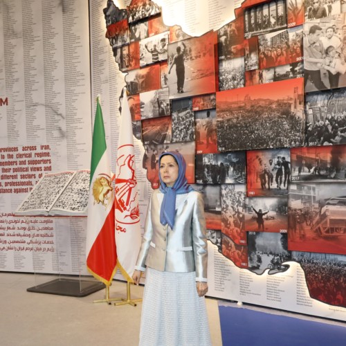 Maryam Rajavi  at the exhibition of the Iranian people’s 120 years of struggle for freedom- July 12, 2019