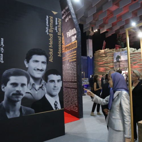 Maryam Rajavi  at the exhibition of the Iranian people’s 120 years of struggle for freedom- July 12, 2019