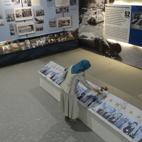 Visiting the exhibition of the Iranian people’s 120 years of struggle for freedom – standing by the images of martyrs of the massacre in Asharf - July 12, 2019